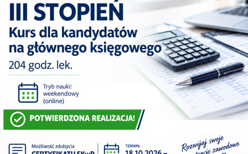 KURS DLA KANDYDATÓW NA GŁÓWNEGO KSIĘGOWEGO